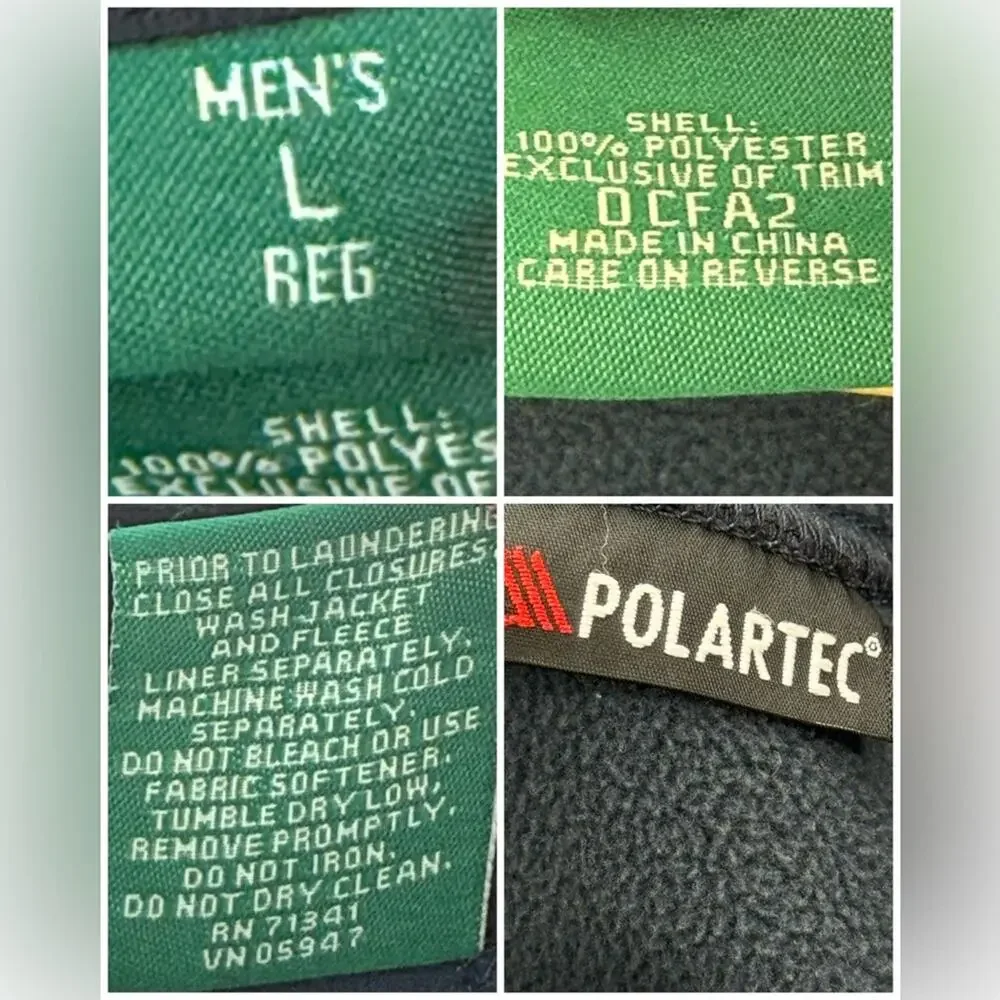 L. L. Bean Men’s 3-in-1 Windbloc Polartec Outdoor Hiking Jacket Blue Size Large